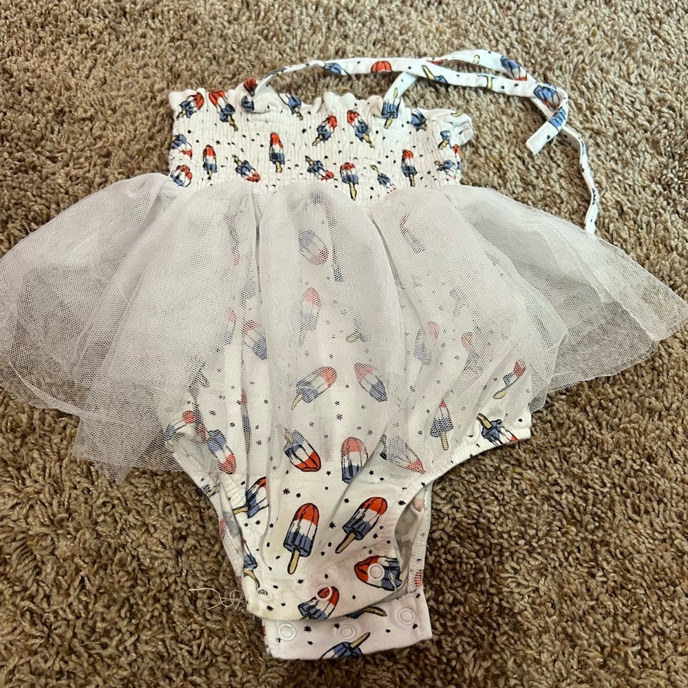 Angel Dear Adorable Ice Pop Print Baby Romper with Tulle Skirt